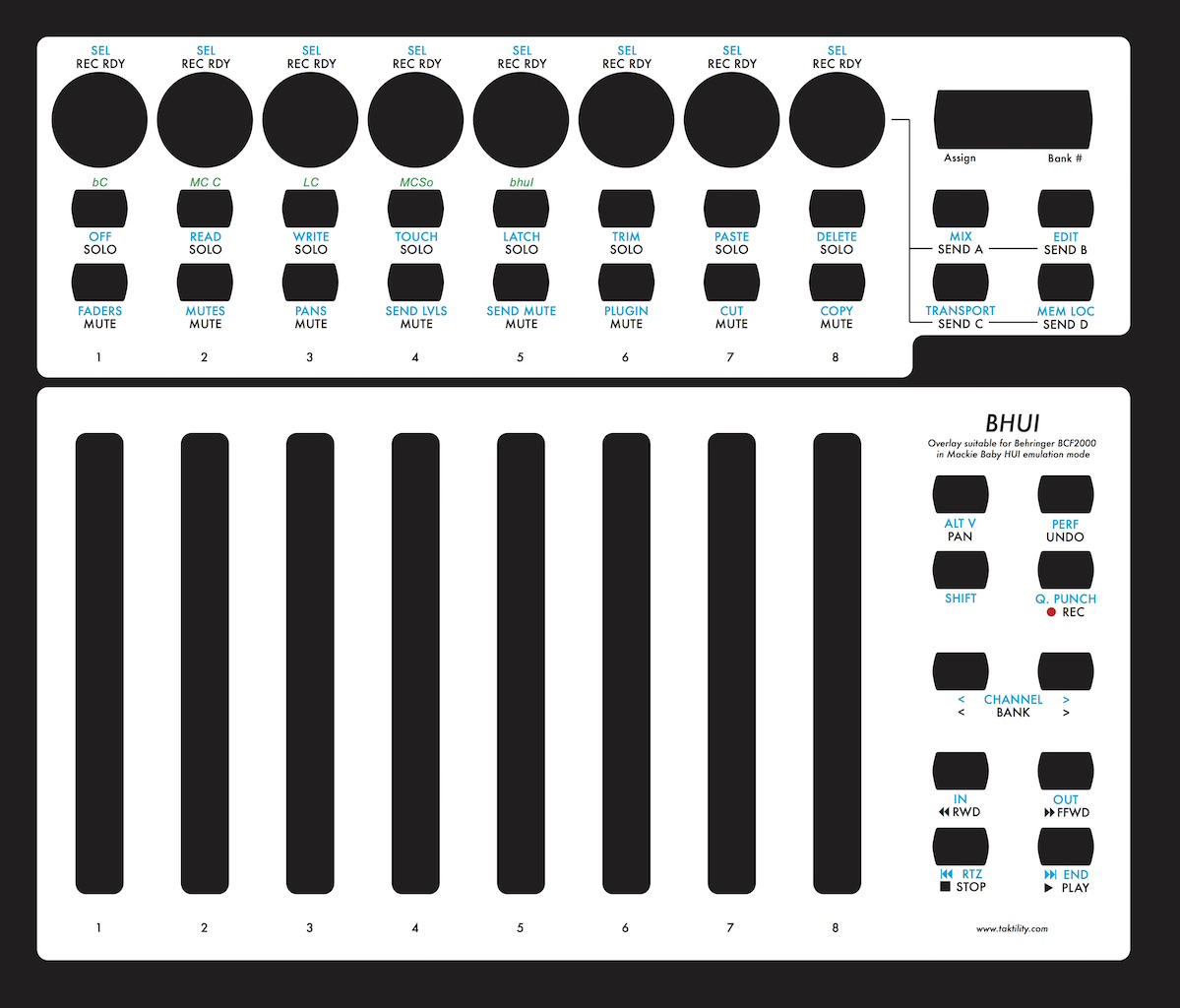 Overlays for Behringer BCF2000 - Taktility