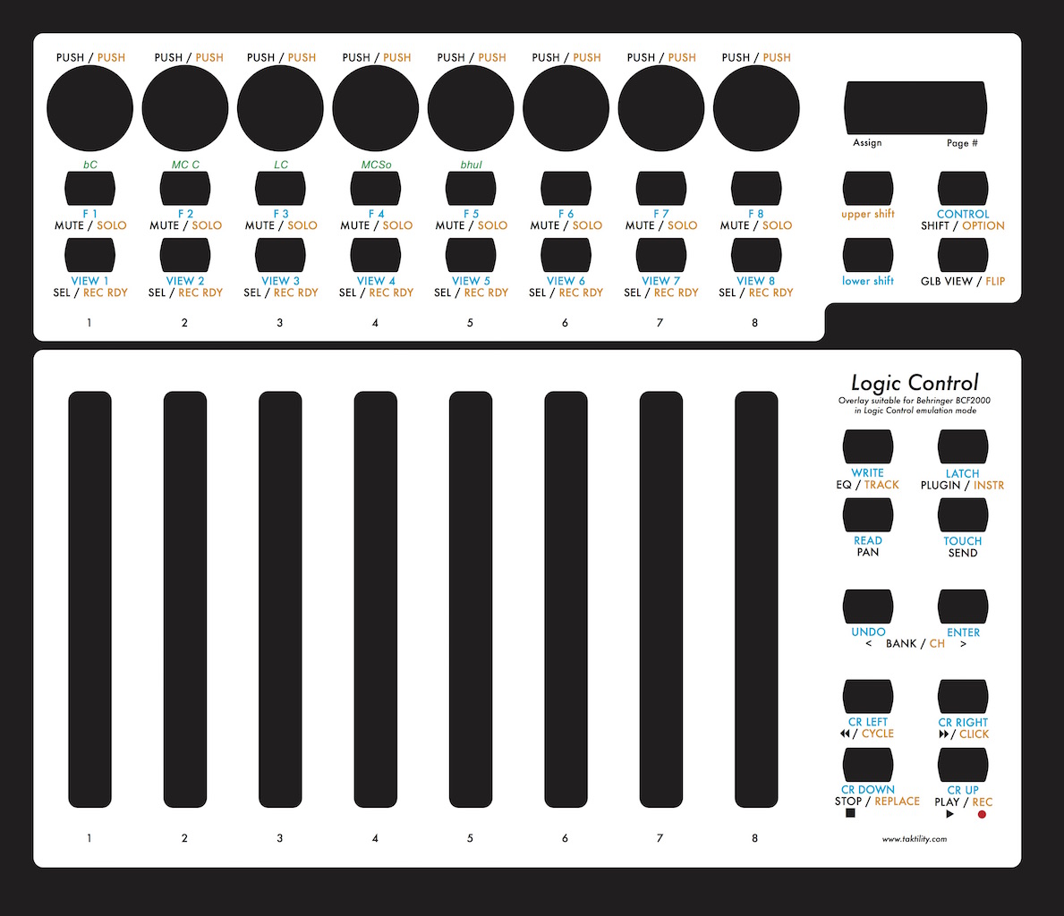 Overlays for Behringer BCF2000 - Taktility